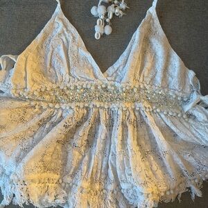 Italian made 100% cotton white crop top